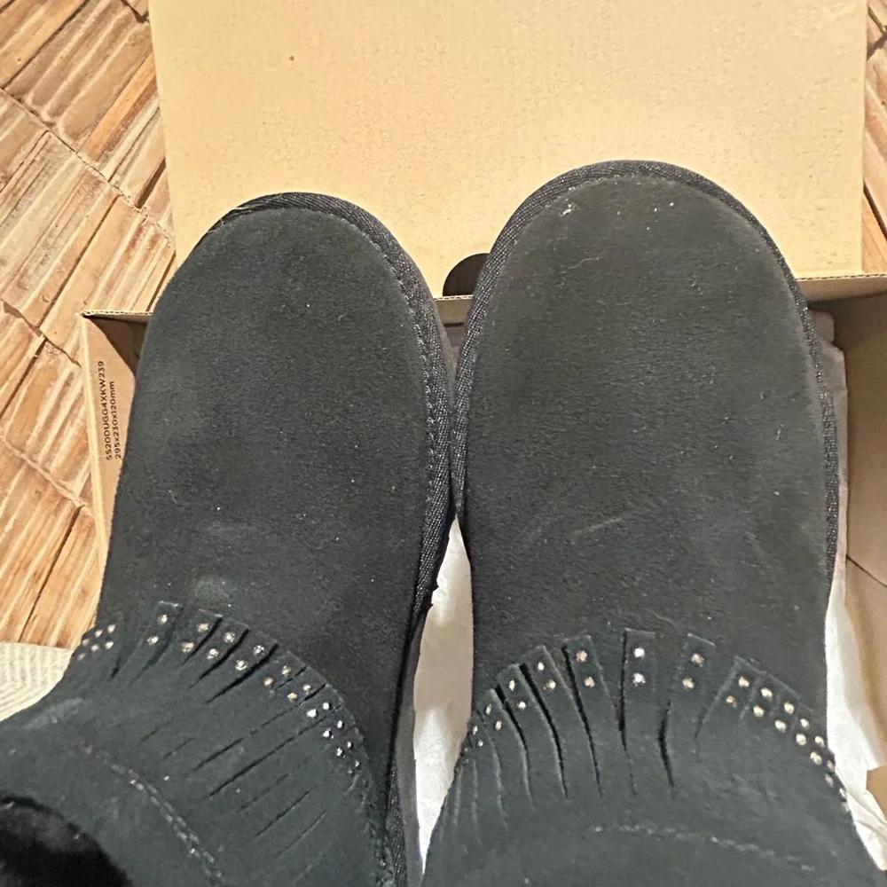 UGG Black Suede Fringe Boots - Picture 14 of 15